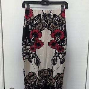 Bebe Floral Pencil Skirt - Black, Red, Cream
